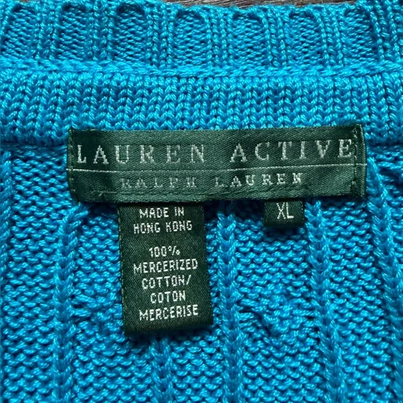 Ralph Lauren Active Cotton V-neck Preppy Cable Knit Sweater - Picture 2 of 12